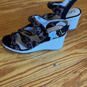Lifestride Leopard Print Wedge Sandals